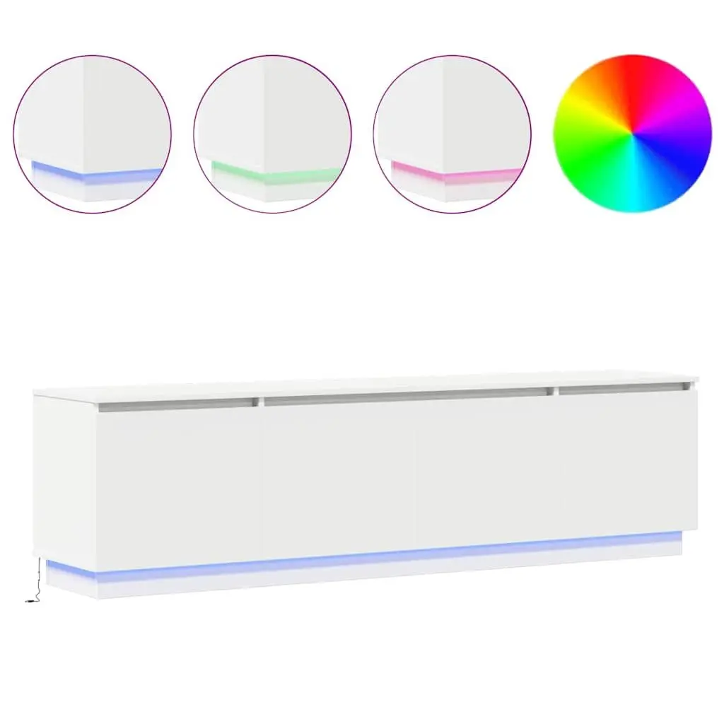 White TV Cabinet with LED Lighting 180x38x49cm