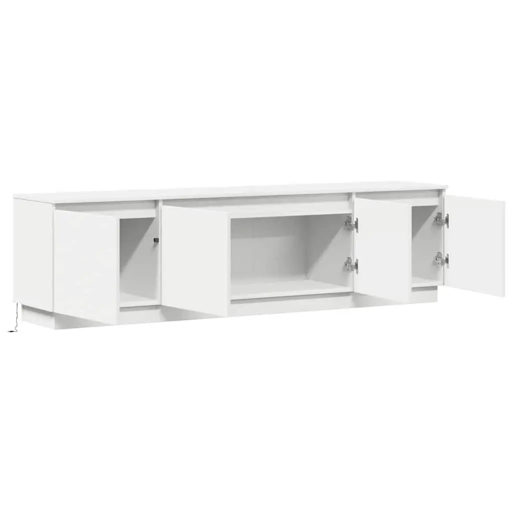 White TV Cabinet with LED Lighting 180x38x49cm
