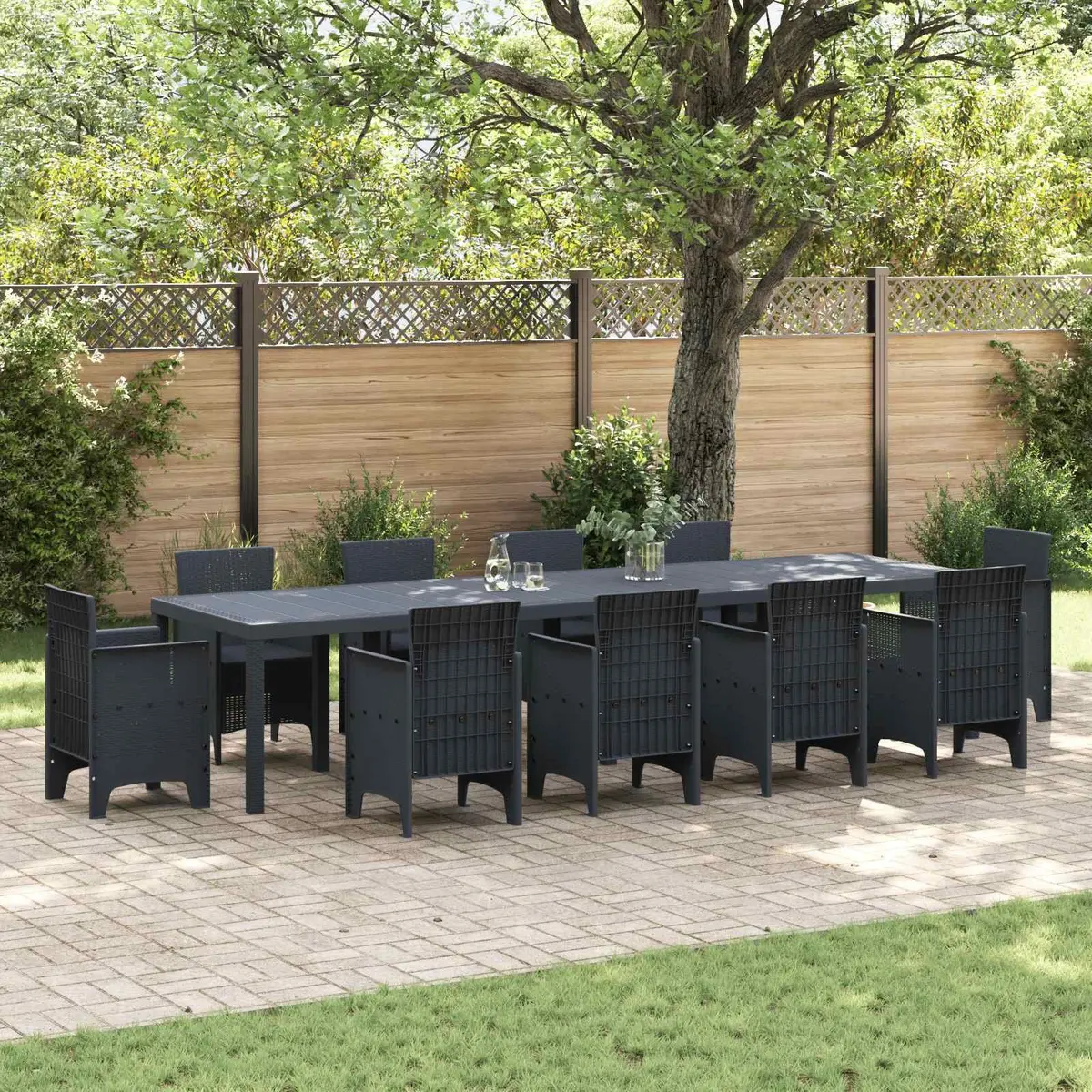 Rectangular Anthracite Garden Dining Table with Steel Frame