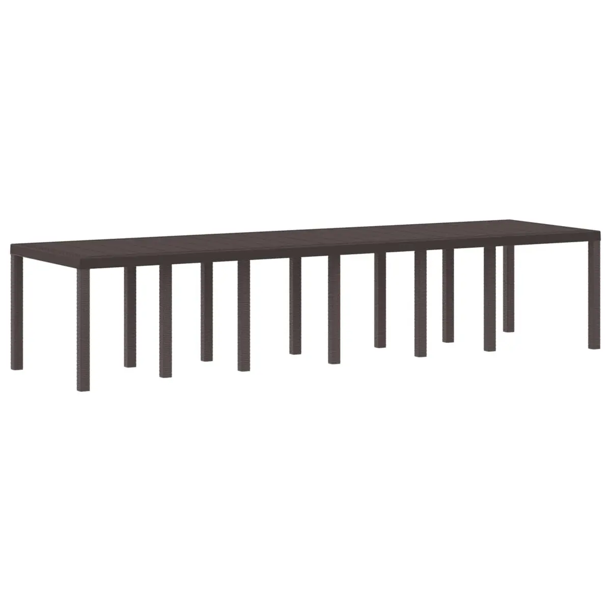 Brown Rectangular Garden Dining Table with Steel Frame