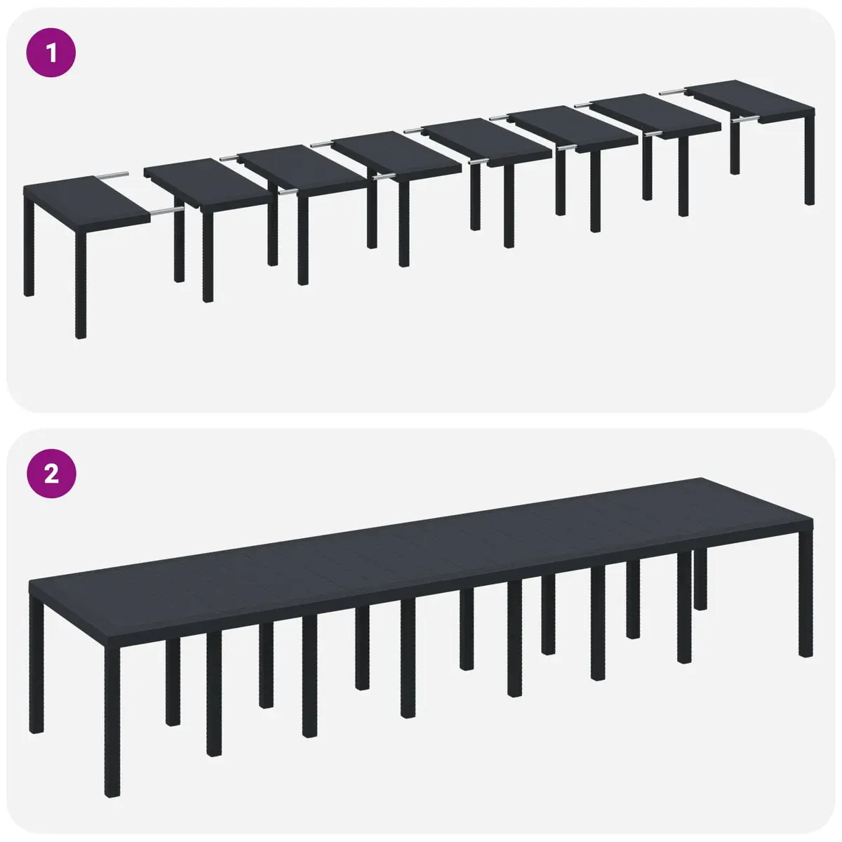Rectangular Anthracite Garden Table for Outdoor Dining
