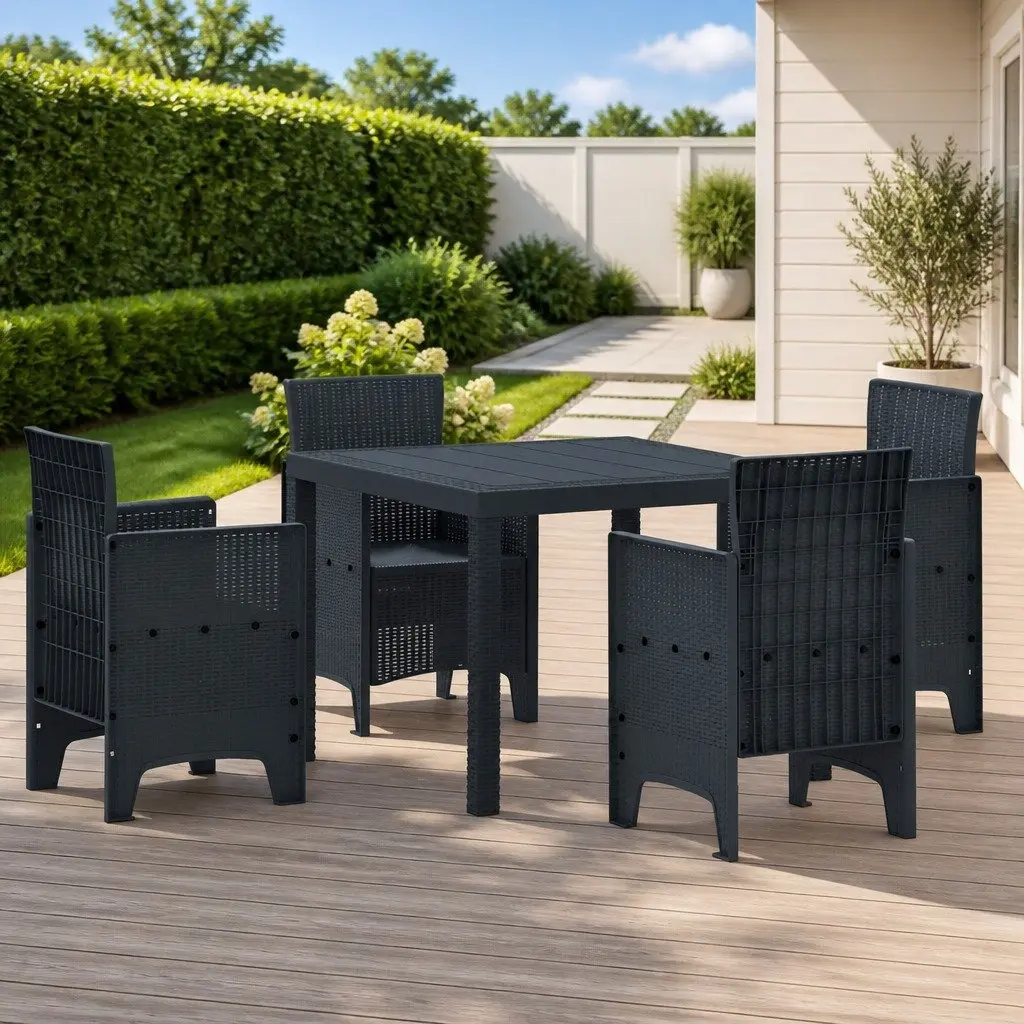 5-Piece Anthracite Garden Dining Set for Outdoor Spaces