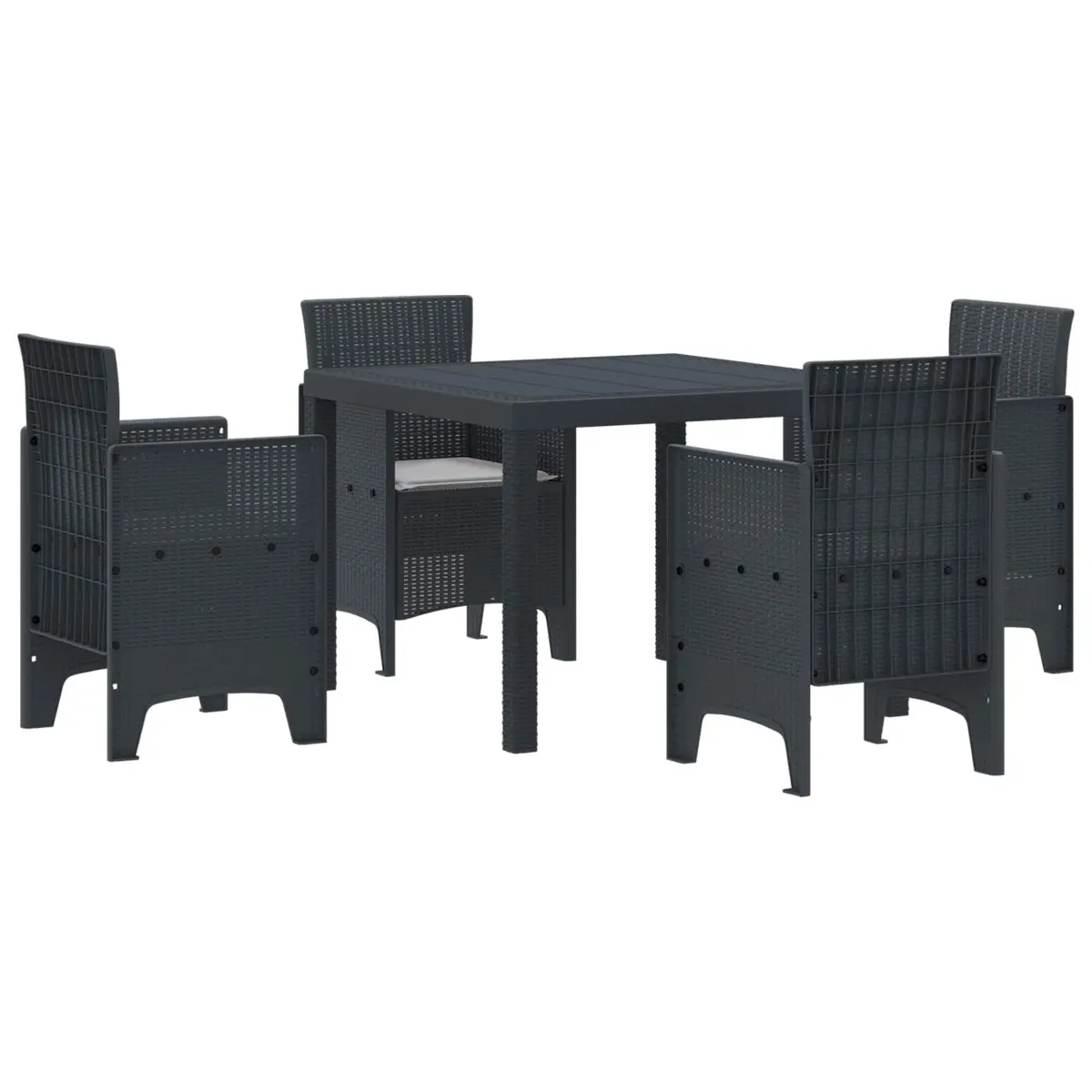 5-Piece Anthracite Garden Dining Set with Cushions