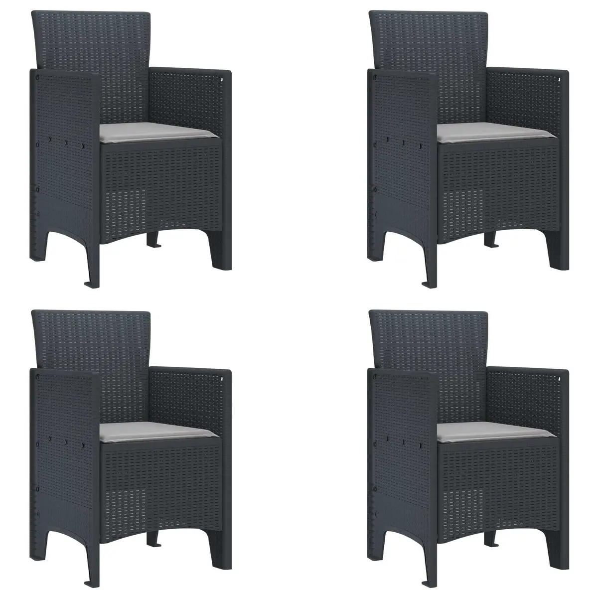 5-Piece Anthracite Garden Dining Set with Cushions