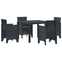5-Piece Anthracite Garden Dining Set with Square Table