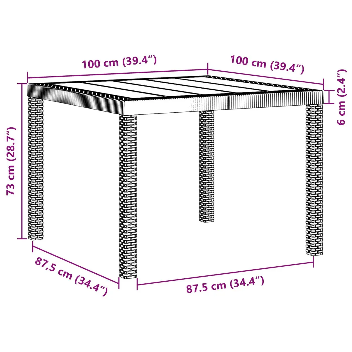 5-Piece Anthracite Garden Dining Set with Square Table