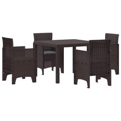 5-Piece Outdoor Dining Set with Cushions and Square Table