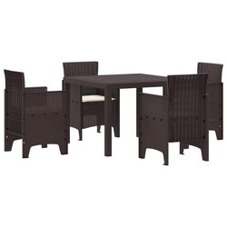 Garden Dining Set 5 Pieces Outdoor Patio Furniture Table Chairs Brown