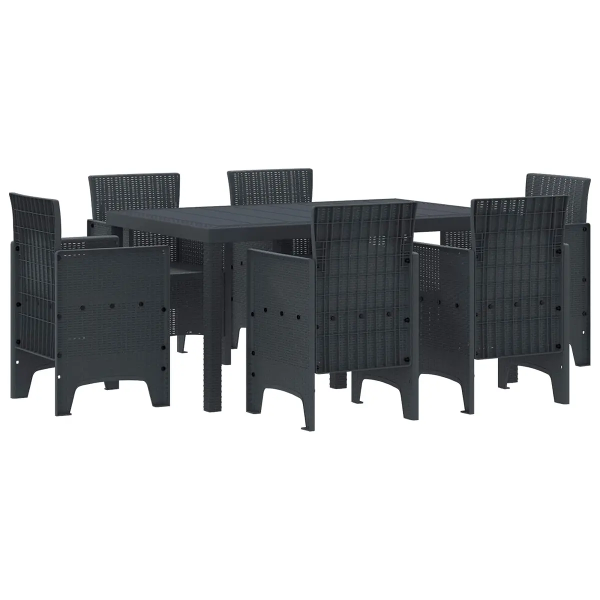 7-Piece Anthracite Garden Dining Set with Rattan Frame