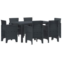 7-Piece Anthracite Garden Dining Set with Rattan Frame