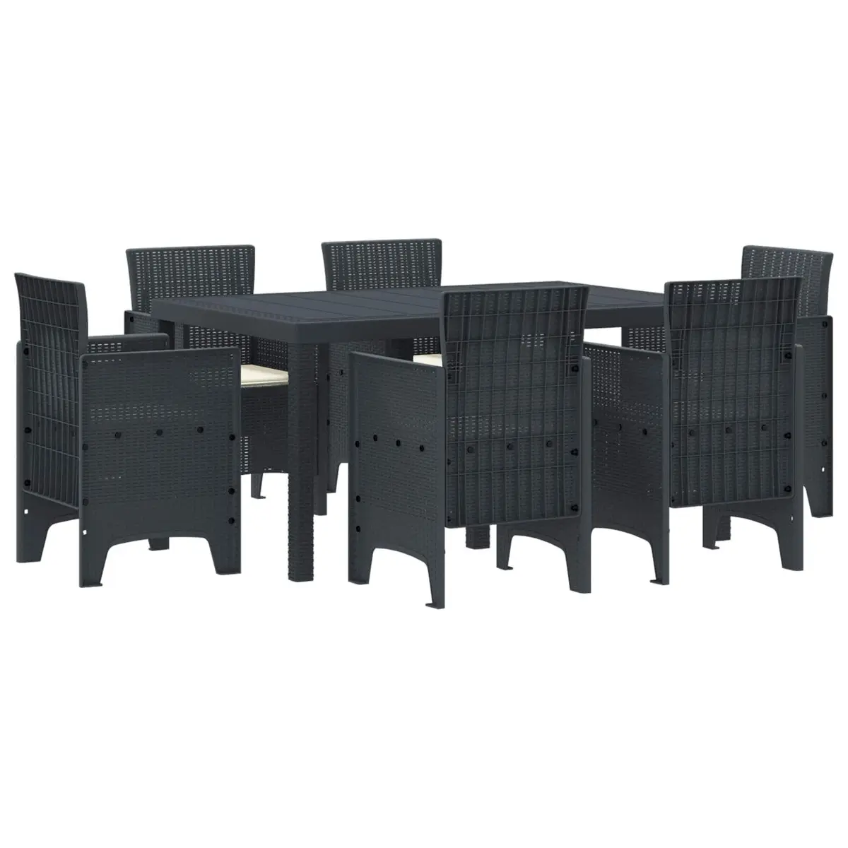 7-Piece Anthracite Poly Rattan Garden Dining Set