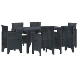 7-Piece Anthracite Poly Rattan Garden Dining Set