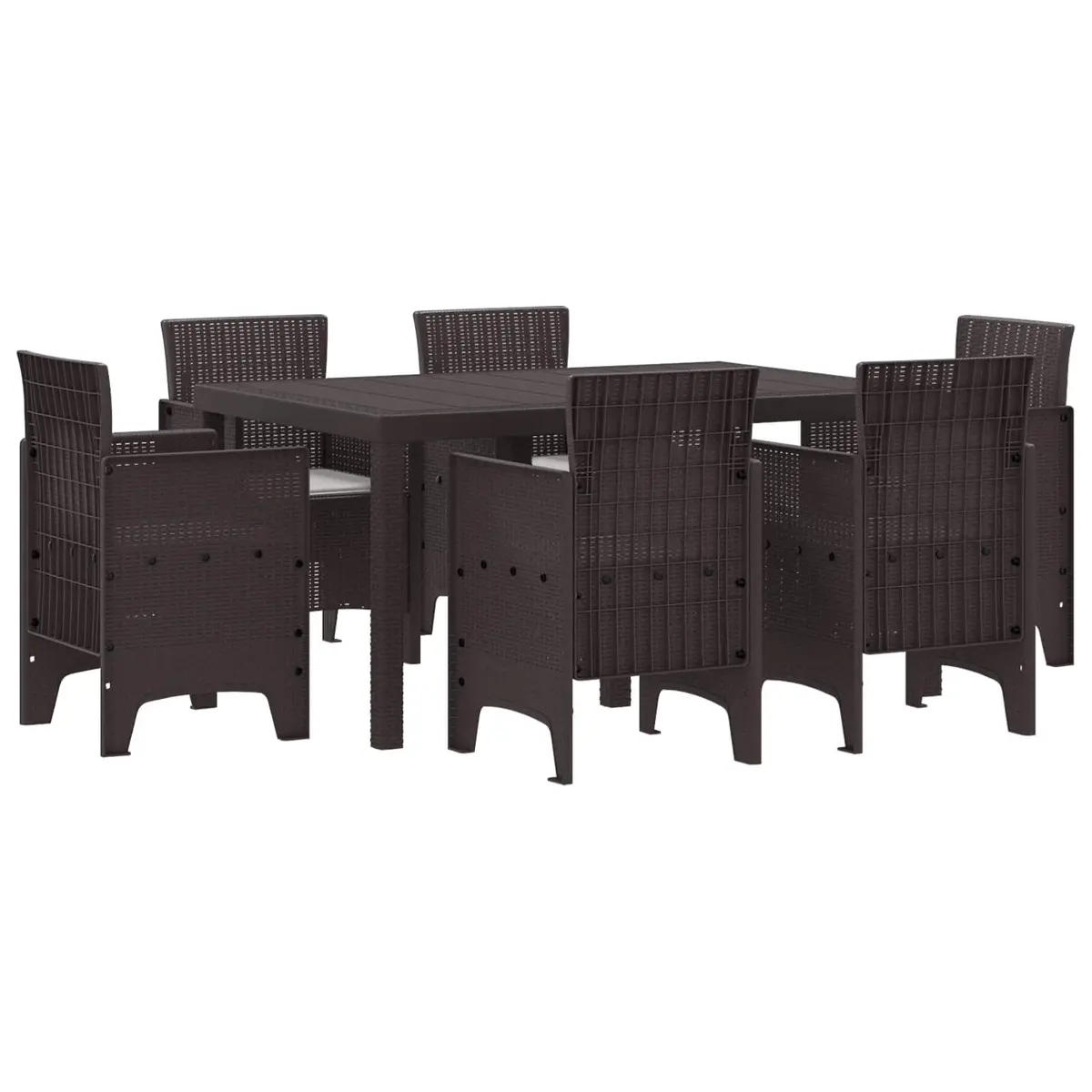 Brown Poly Rattan 7 Piece Garden Dining Set