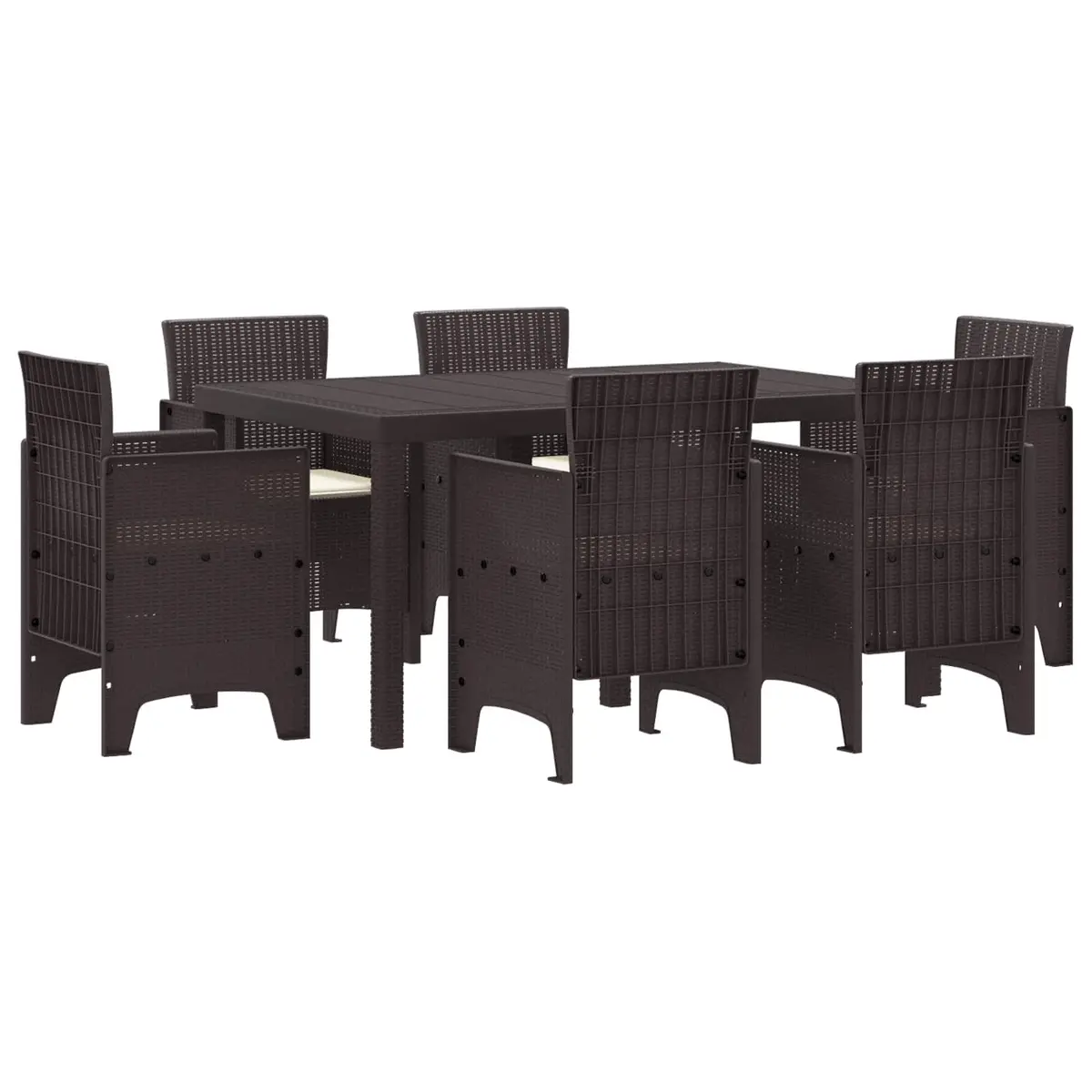 Brown Garden Dining Set with 7 Pieces