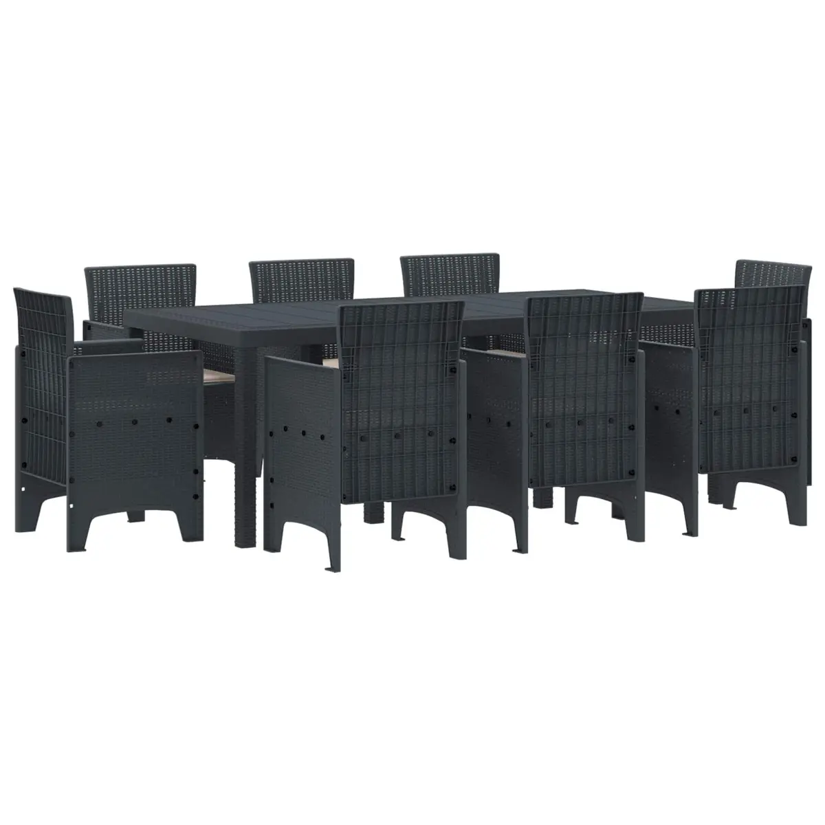 Outdoor Dining Set Polypropylene 9 Piece Rectangular Table Anthracite