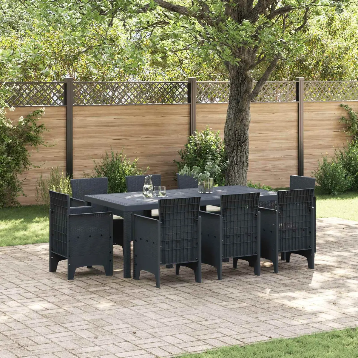 9 Piece Anthracite Garden Dining Set