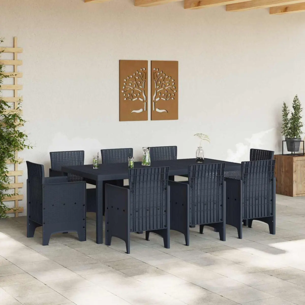 9 Piece Anthracite Garden Dining Set