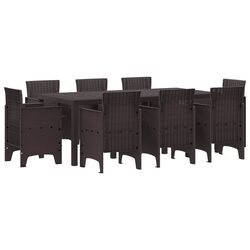 Outdoor Dining Set 9-Piece Brown Patio Furniture