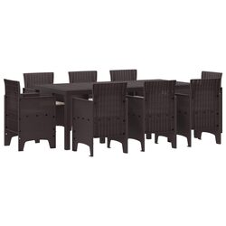 Durable 9-Piece Garden Dining Set in Brown