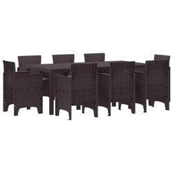 Brown 9 Piece Outdoor Garden Dining Set with Table and Chairs