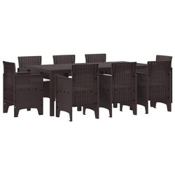 Brown 9-Piece Outdoor Dining Set for Garden Gatherings