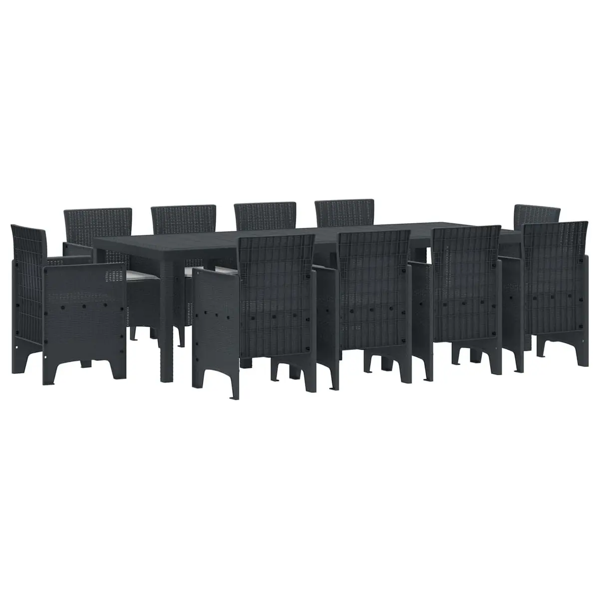 Garden Dining Set Poly Rattan 11 Piece Rectangular Table Anthracite