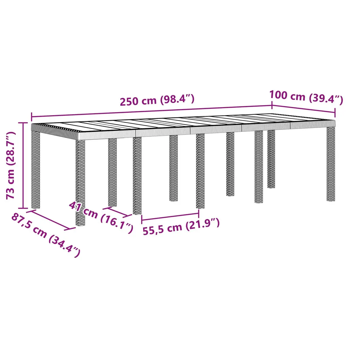 Garden Dining Set Poly Rattan 11 Piece Rectangular Table Anthracite