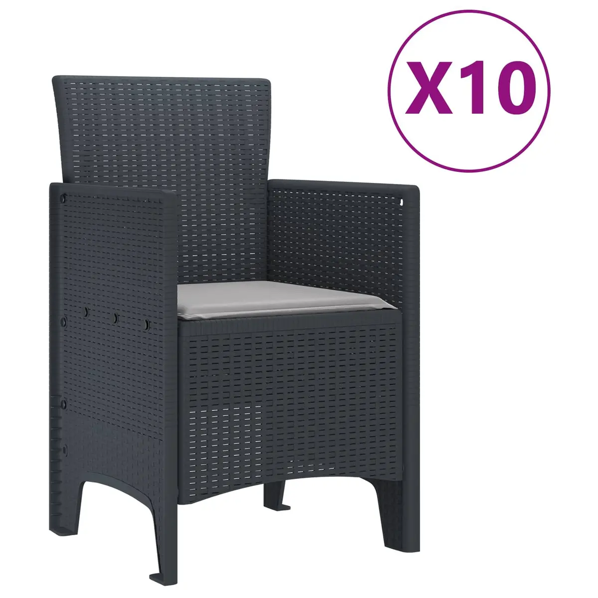 Garden Dining Set Poly Rattan 11 Piece Rectangular Table Anthracite