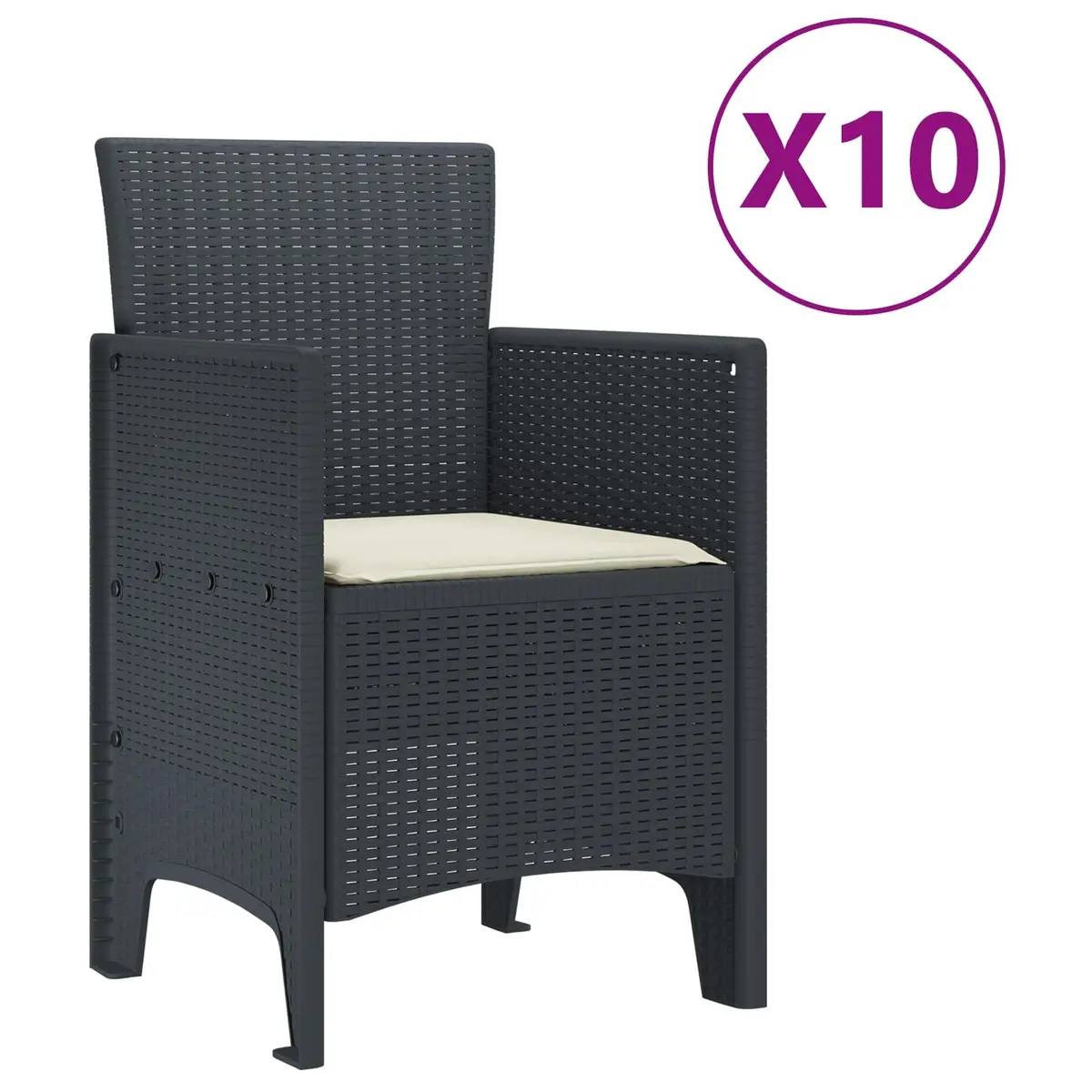 Outdoor Dining Set Poly Rattan 11 Piece Modern Rectangular Anthracite