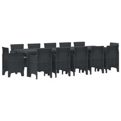 Premium 13-Piece Anthracite Rattan Outdoor Dining Set