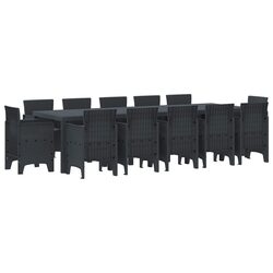 Durable Outdoor Dining Set 13 Pieces Anthracite Poly Rattan