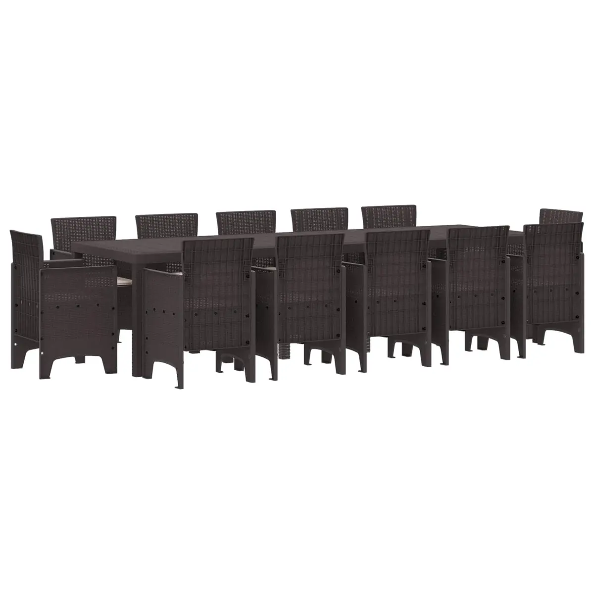 Brown Poly Rattan 13-Piece Outdoor Dining Set