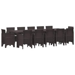 Durable 13-Piece Outdoor Dining Set in Brown & Light Grey
