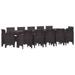 Sturdy 13-Piece Brown Rattan Outdoor Dining Set