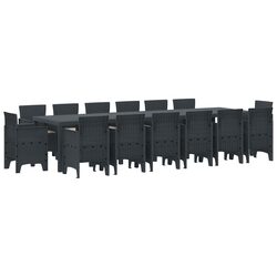 15-Piece Anthracite Poly Rattan Garden Dining Set