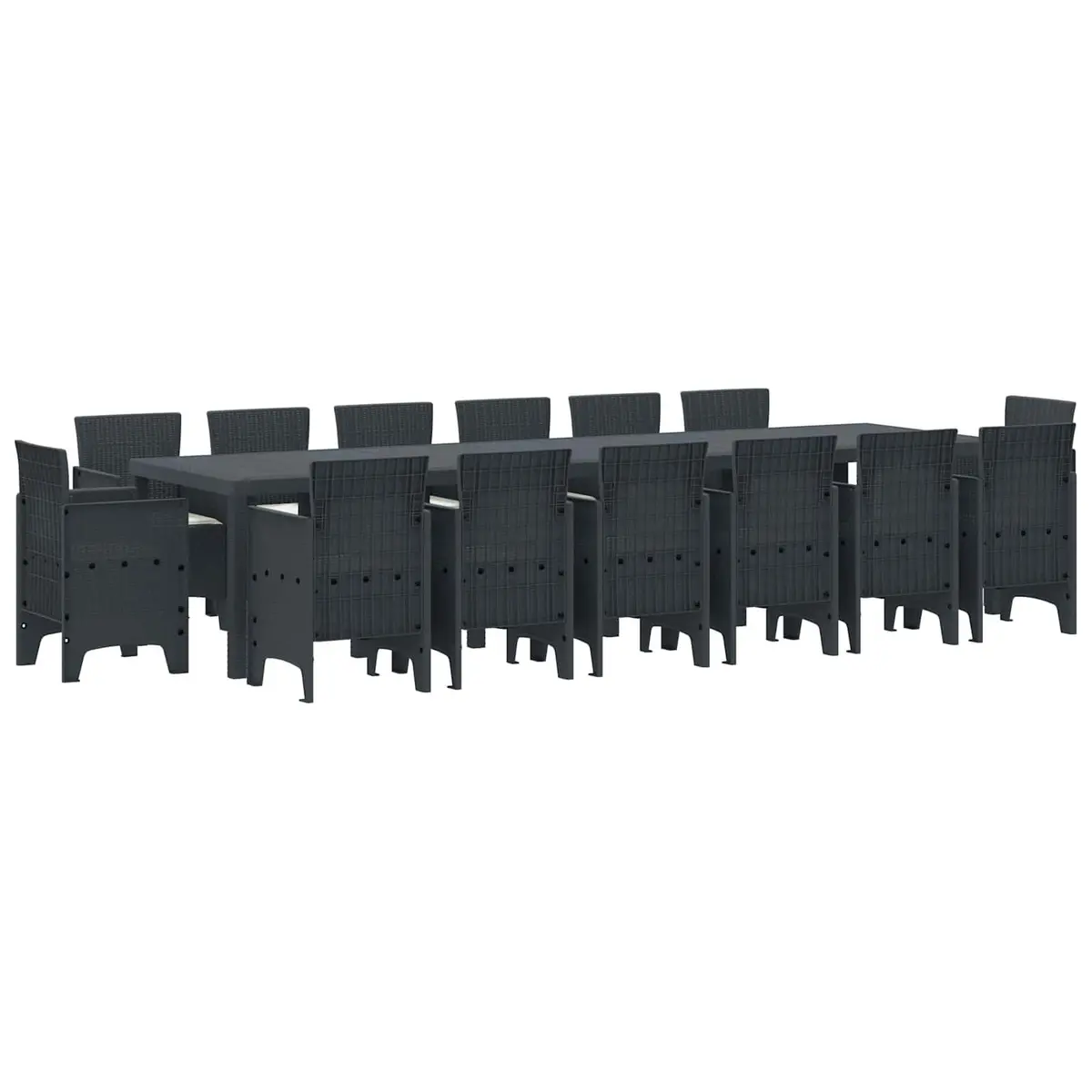Anthracite 15-Piece Garden Dining Set with Poly Rattan