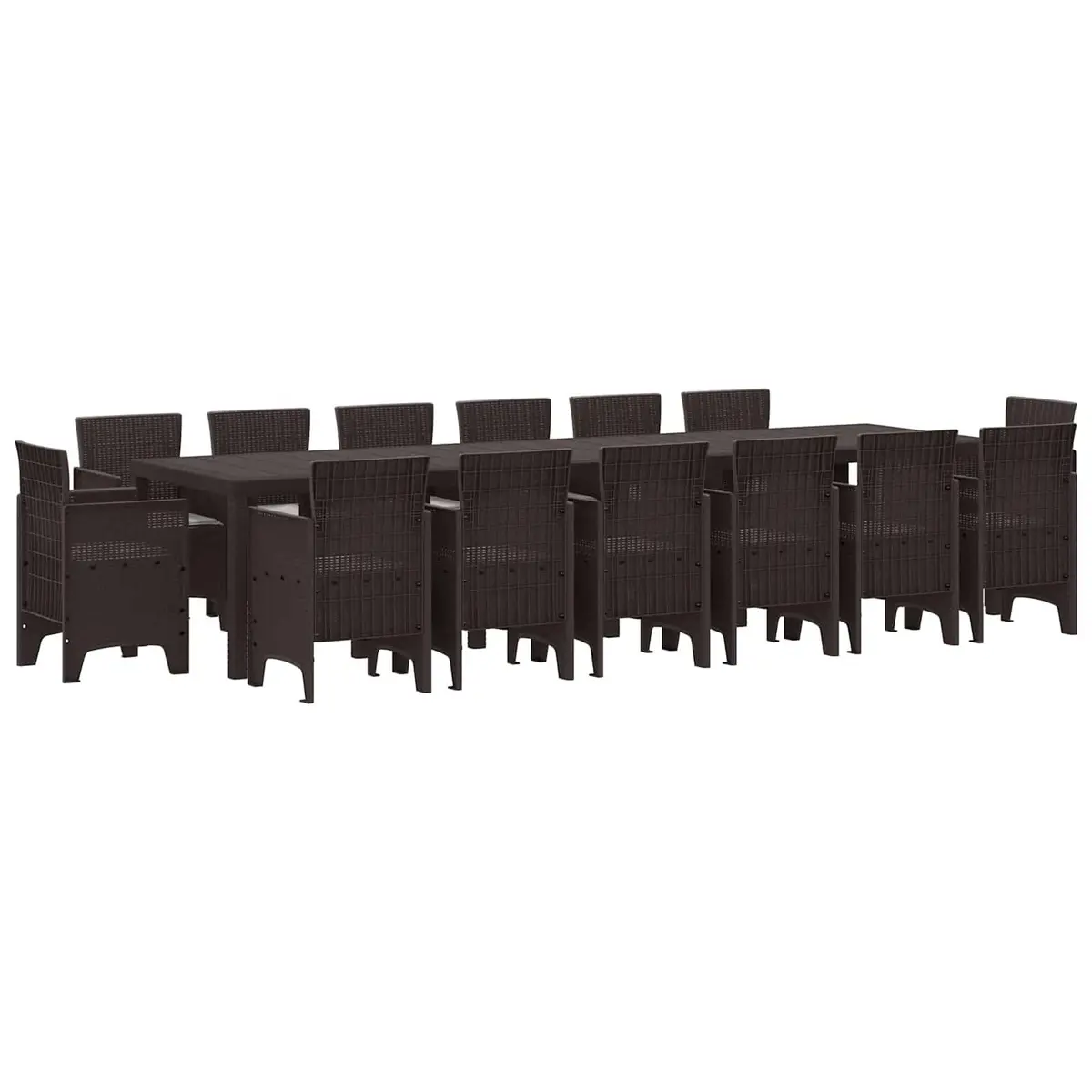 15 Piece Brown Poly Rattan Garden Dining Set
