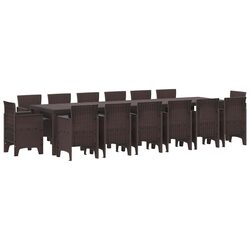 15-Piece Brown Poly Rattan Garden Dining Set