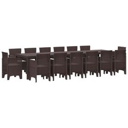 15-Piece Brown Poly Rattan Garden Dining Set