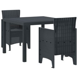 Durable Garden Dining Set 3 Pieces Anthracite Patio Table Chairs