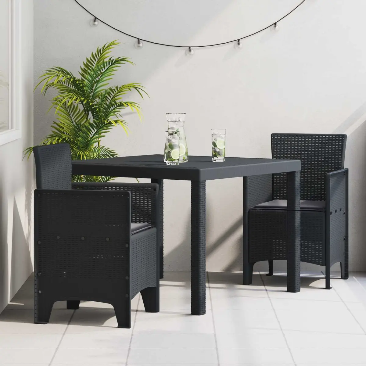 Anthracite Outdoor Dining Set with Table and Chairs
