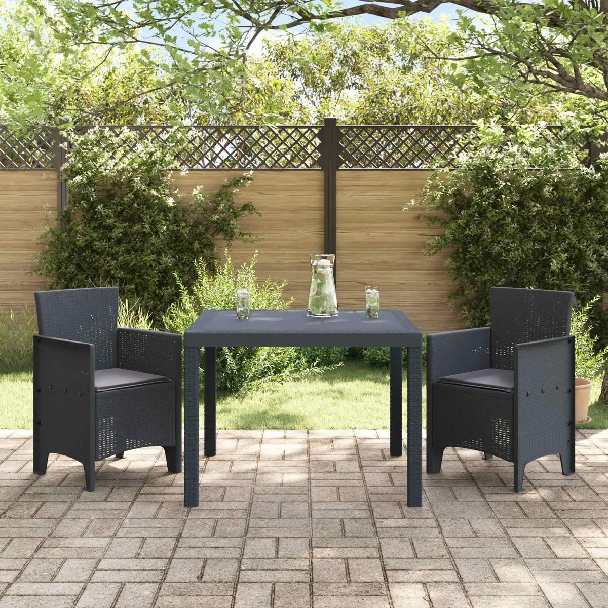 Anthracite Outdoor Dining Set with Table and Chairs