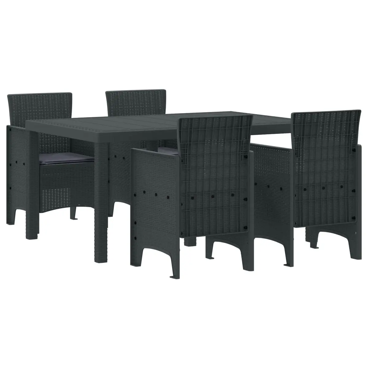 5-Piece Garden Dining Set with Poly Rattan