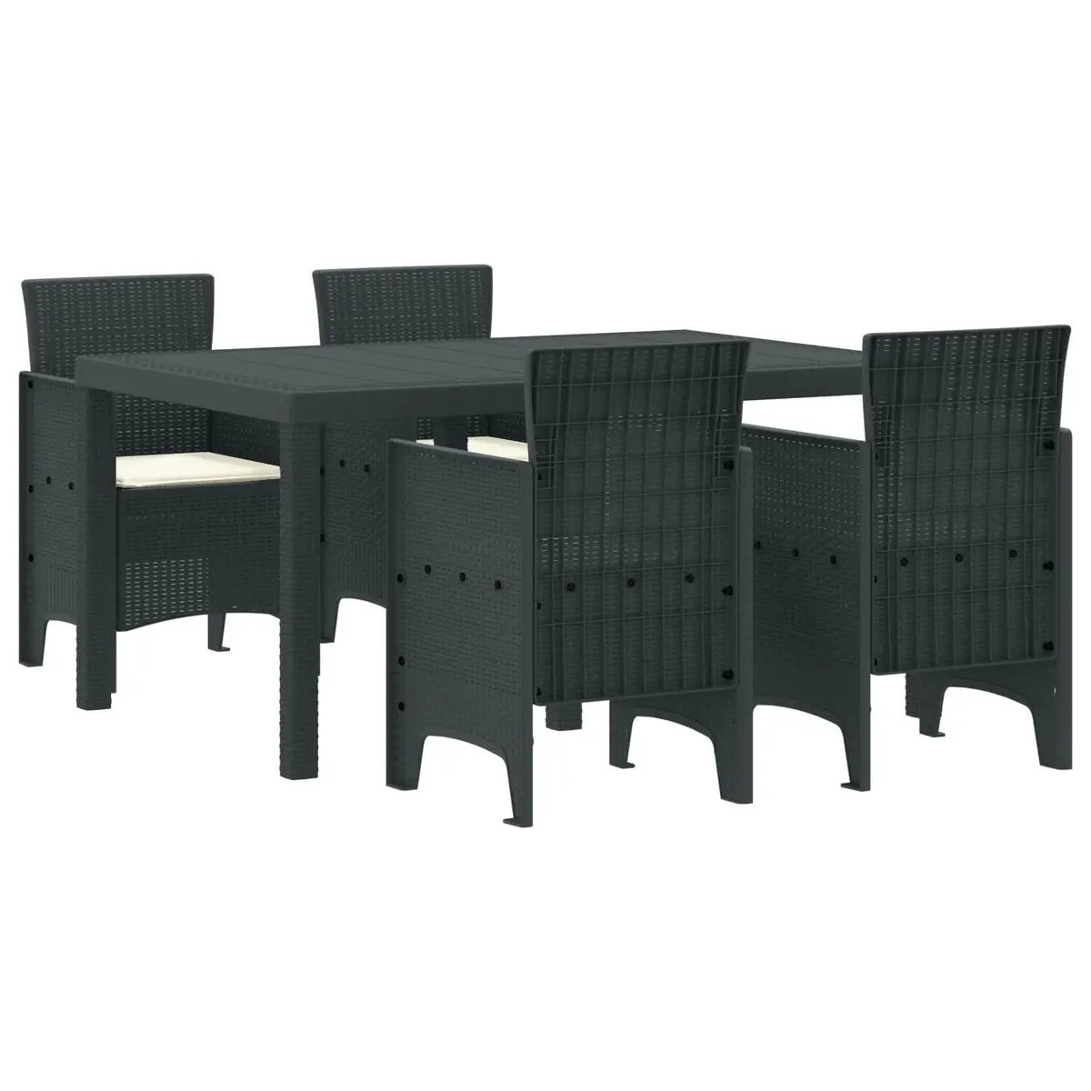 Anthracite Outdoor Rattan Garden Dining Set
