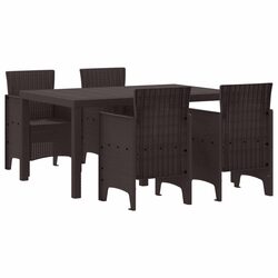 Premium 5-Piece Brown Rattan Garden Dining Set