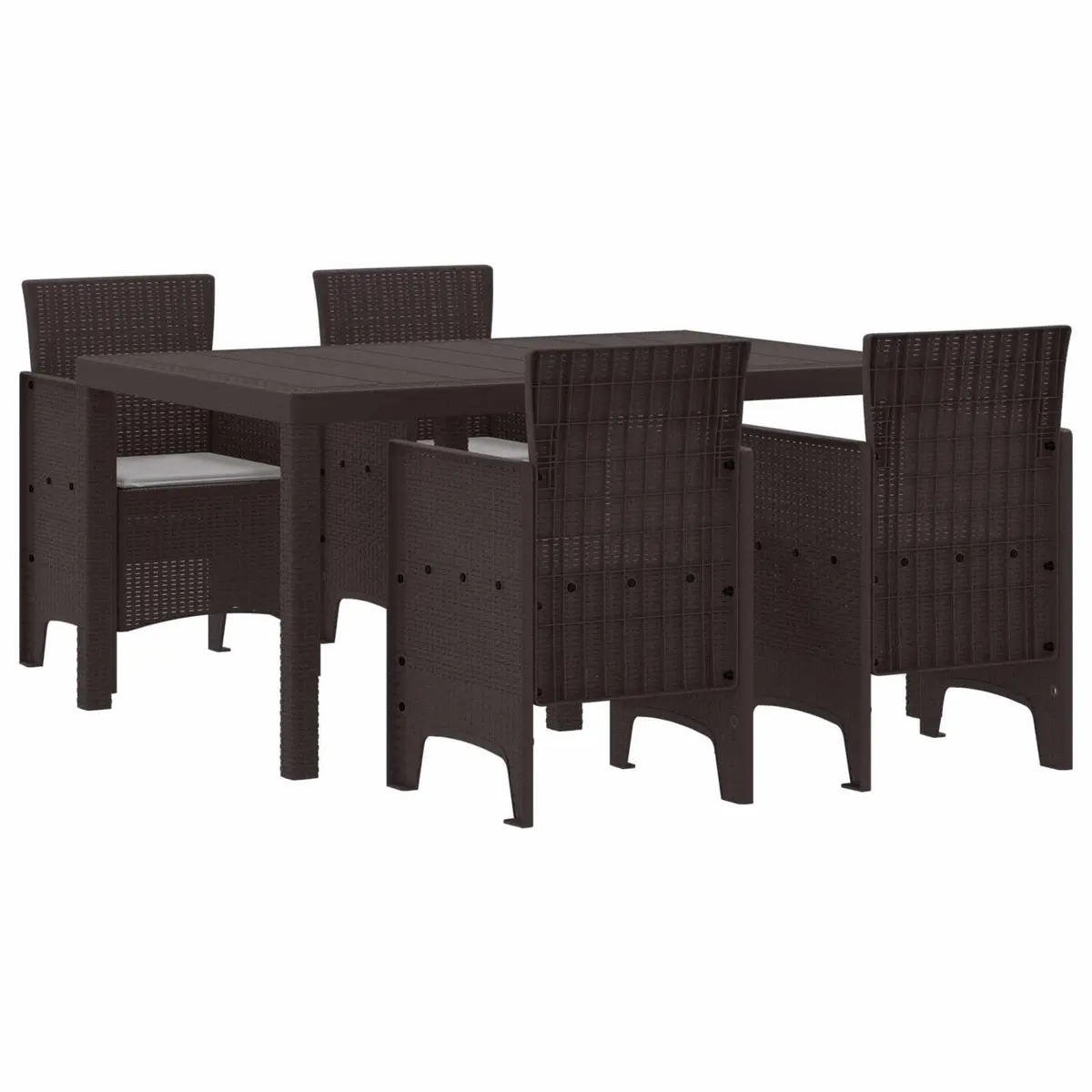Garden Dining Set with 5 Pieces in Brown Poly Rattan