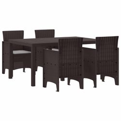 Quality Garden Dining Set with 5 Pieces in Brown Poly Rattan