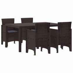 Durable 5-Piece Garden Dining Set in Brown