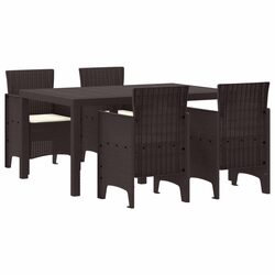 Brown Poly Rattan 5-Piece Garden Dining Set