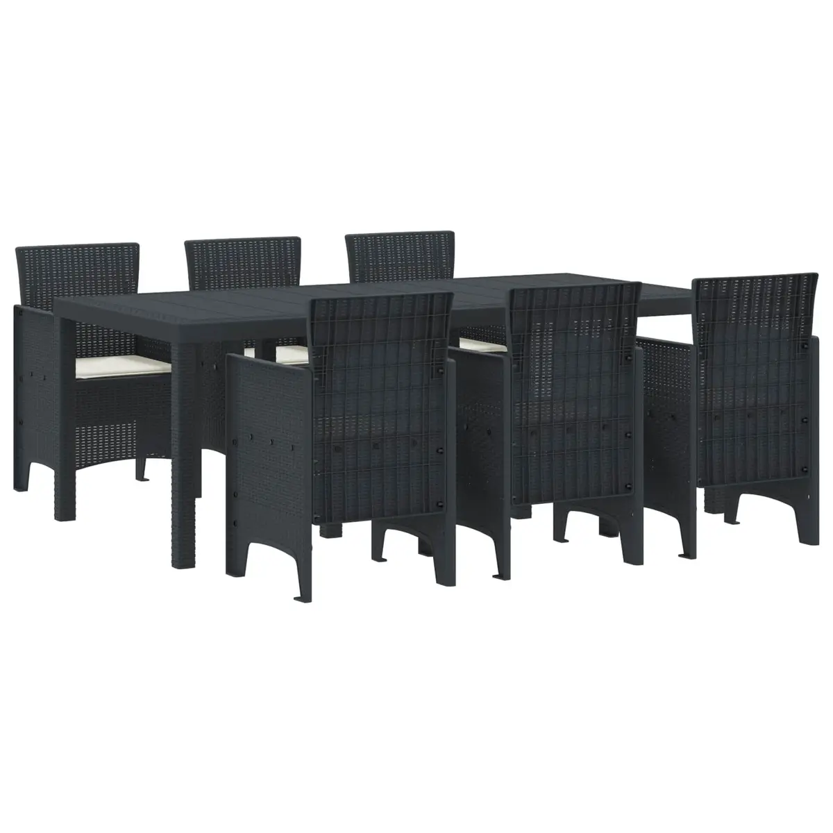 Garden Dining Set 7 Pieces Anthracite Outdoor Furniture Table Chairs